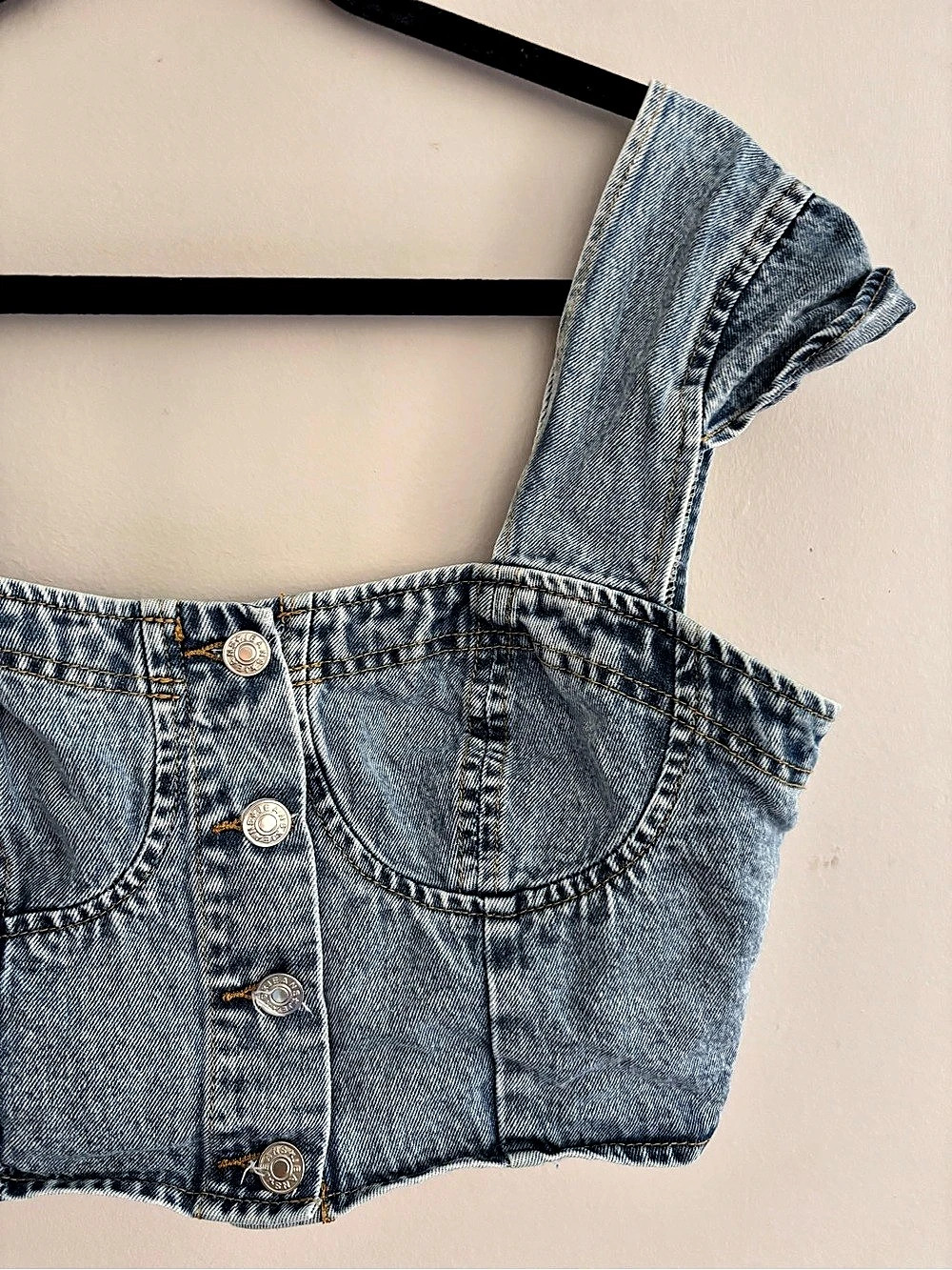SHEIN Women's Vintage Denim Crop Top Bustier Blue Size L